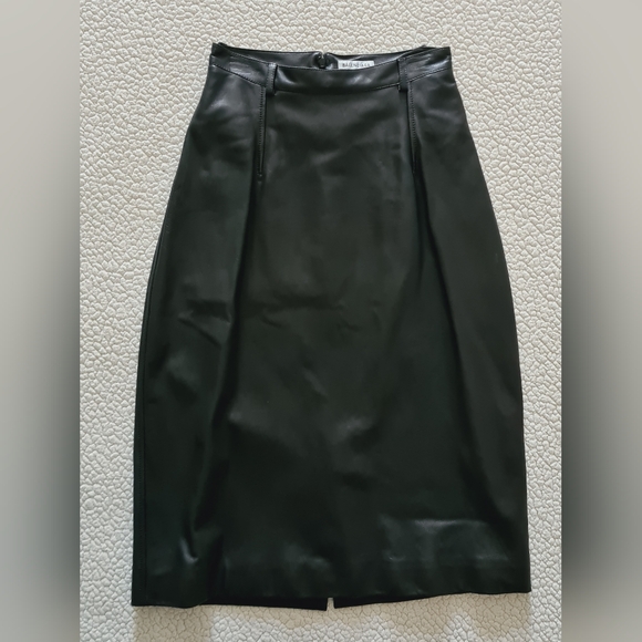 BALENCIAGA Black Leather High Waisted Midi Skirt FR 36 US 4 S Org $2,450 - Picture 7 of 16